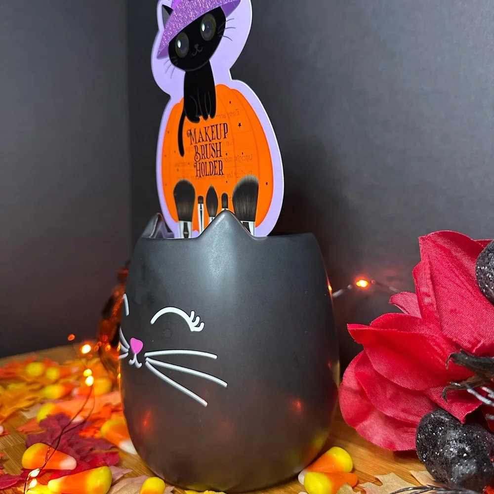Black Cat Makeup Brush Holder